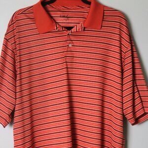 Walter Hagen Men's XL Striped Performance Golf Polo Shirt Orange Red Brown